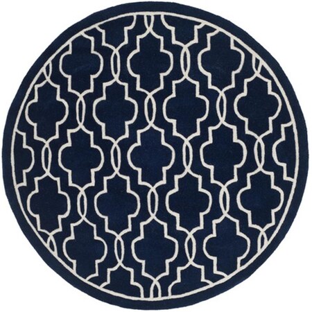 Safavieh Chatham Hand Tufted Round Rug- Dark Blue - Ivory- 5 x 5 ft. CHT723C-5R